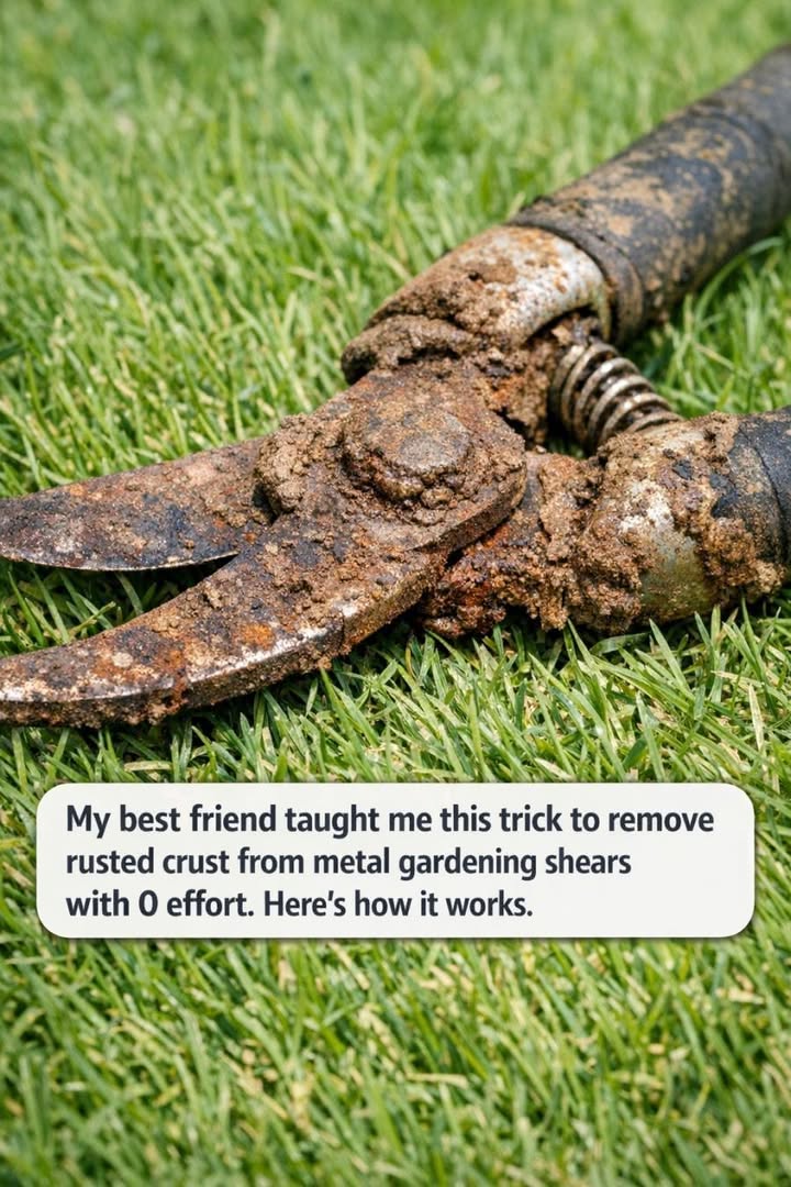 My best friend taught me this trick to remove rusted crust from metal gardening shears with 0 effort. Here’s how it works